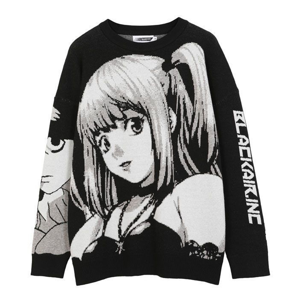 Spring Pullover Anime Knitted Sweater Men Hiphop Street Sweaters Vintage Women Japanese Fashion Harajuku Gothic Men 
